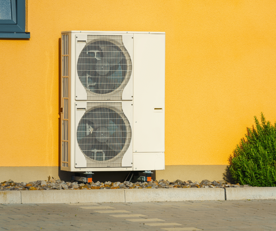The outdoor section of a heat pump